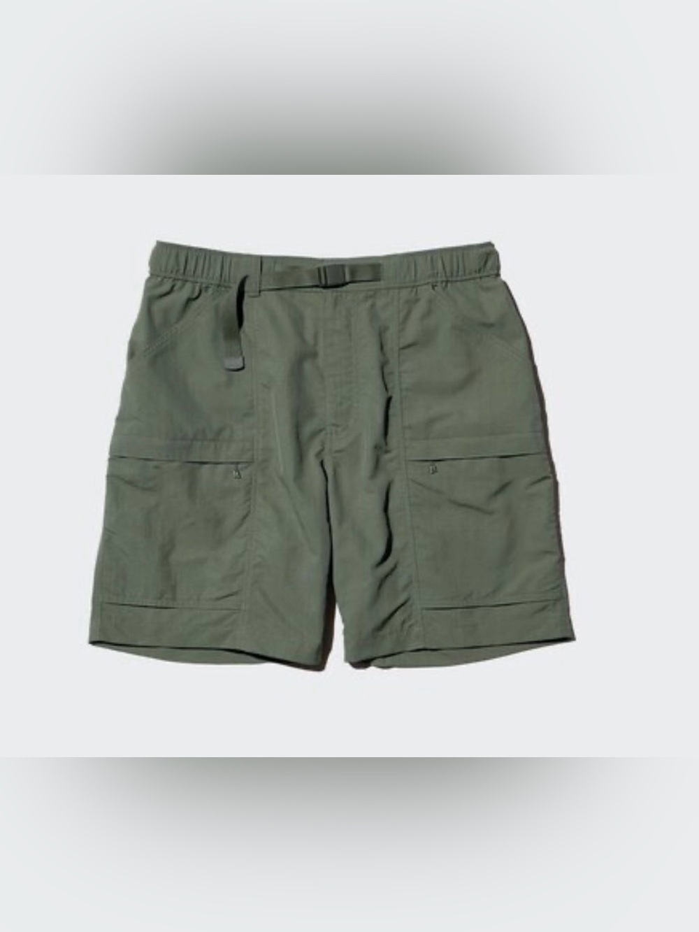 Uniqlo Men's Olive Cargo Shorts with Webbing Belt